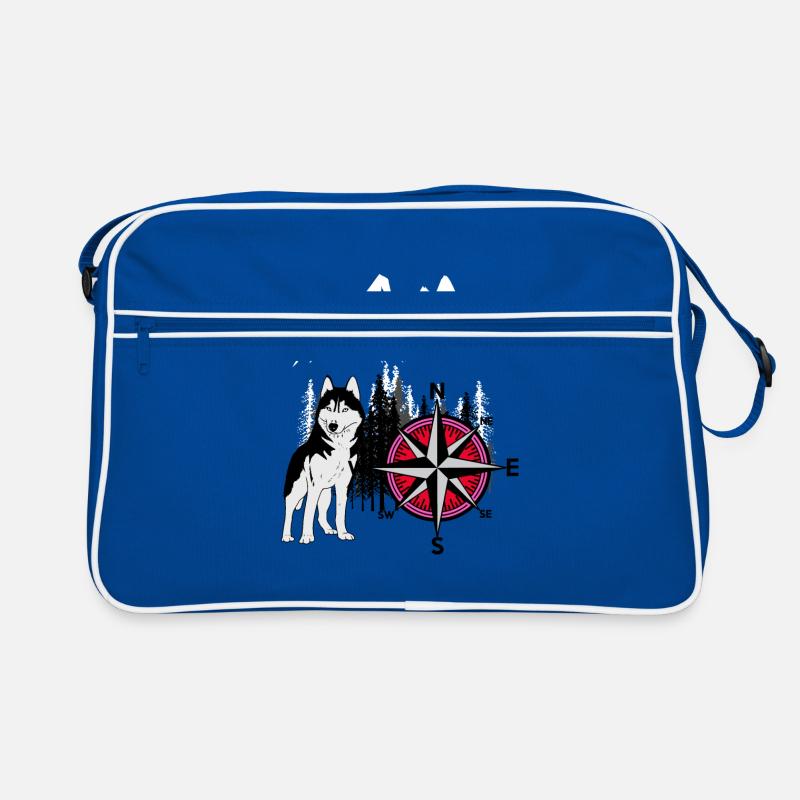 Nature Wilderness Chiens Husky Compass Windrose Sac Retro
