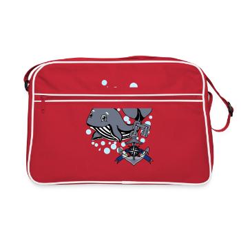Boussole d’ancre de poisson baleine maritime maritime - Sac Retro - rouge/blanc - Devant