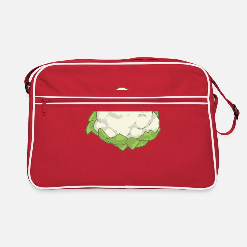 Blumenkohl Gemüse Speise Vegan - Retro Tasche - Rot/Weiß