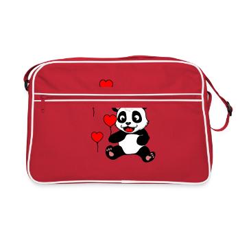Cadeau de ballons d'anniversaire pour enfants Panda Bear - Sac Retro - rouge/blanc - Devant