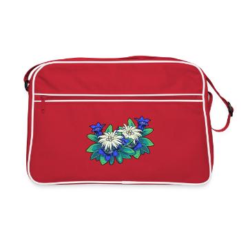Montagnes Tirol Edelweiss gentiane nature flore plantes - Sac Retro - rouge/blanc - Devant