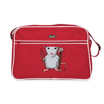 Mice Rodent Indian Chief Warrior Fantasy - Retro Bag - red/white - Front