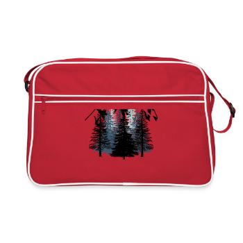 Forest Mountains Nature Wilderness black white Scouts - Retro Bag - red/white - Front