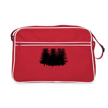 Forêt noir nature conifères arbres arbres - Sac Retro - rouge/blanc - Devant