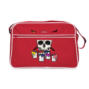Crânes artistes peintre métier métier brosse - Sac Retro - rouge/blanc - Devant
