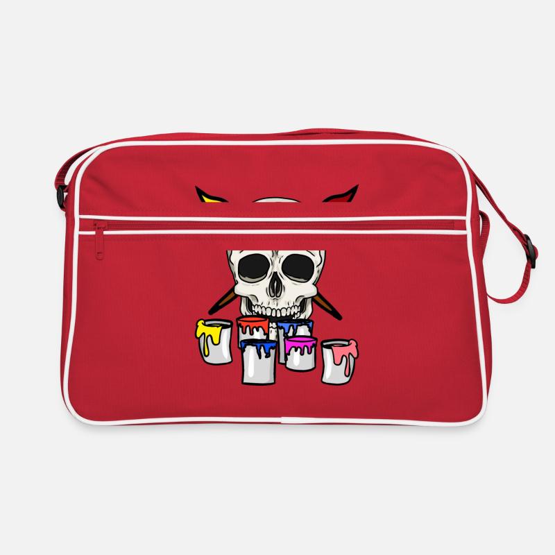 Skull Artist Painter Professions Job Brush Retro Bag
