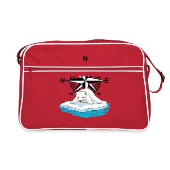 Ours polaire Rose des vents Arctique Arctique Compas Fantasy - Sac Retro - rouge/blanc - Devant