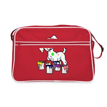 Hund Künstler Maler Kunst Pinsel Berufe Job - Retro Tasche - Rot/Weiß - Vorne