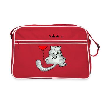 Chat anniversaire roi coeur félicitation - Sac Retro - rouge/blanc - Devant