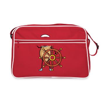 Peanut helmsman sailor steering wheel maritime - Retro Bag - red/white - Front