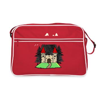 Castle Fortress Medieval Knight Nature Fantasy - Retro Bag - red/white - Front