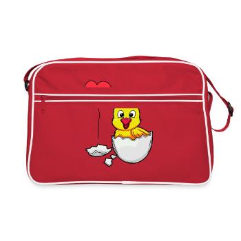 Eggshell Chick Easter Birth Baby Children Egg - Retro Bag - red/white - Front