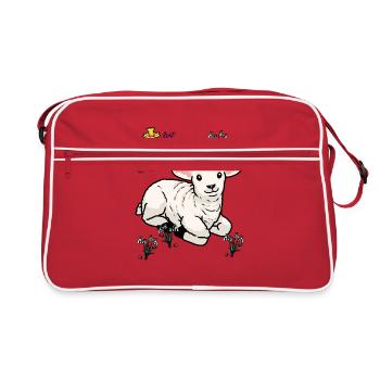 Happy Easter Nature Spring Lamb Ungulates Sheep - Retro Bag - red/white - Front