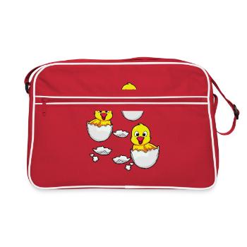 Eggshell chick Easter chicken farm egg - Retro Bag - red/white - Front