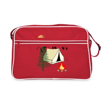 Trecking Zelten Sommer Sommerurlaub Ferien Natur - Retro Tasche - Rot/Weiß - Vorne