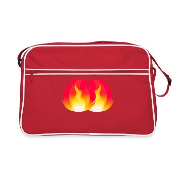 Flamme Flamme Brûlant Feu - Sac Retro - rouge/blanc - Devant