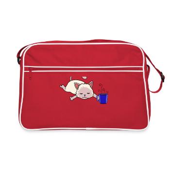 Lundi matin Cat Morning Grouch Coffee - Sac Retro - rouge/blanc - Devant