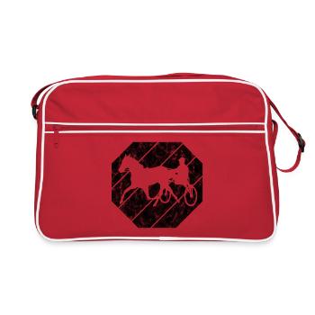 Trabrennen Pferd Pferde Trabrennsport Pferderennen - Retro Tasche - Rot/Weiß - Vorne