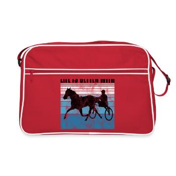 Life is better with Harness Racing Trotting Trot - Retro Bag - red/white - Front