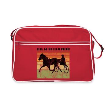 Life is better with Harness Racing Trotting Trot - Retro Bag - red/white - Front