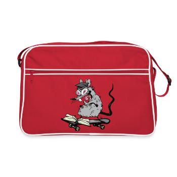 Rat, Scholar, Student, Student, Skater, Skating - Retro Bag - red/white - Front