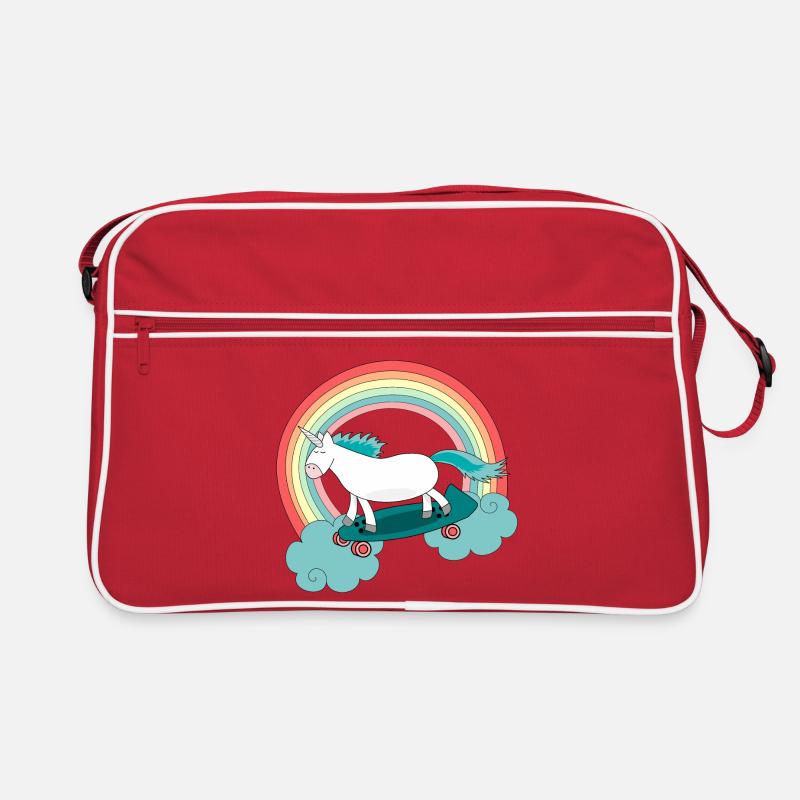 Unicorn with skateboard - Sac Retro - rouge/blanc