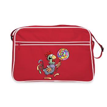 Chicken with lollipops - rooster - hen - lollipop - food - Retro Bag - red/white - Front