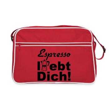 Espresso Kaffee Spruch lustig Geschenk - Retro Tasche - Rot/Weiß - Vorne