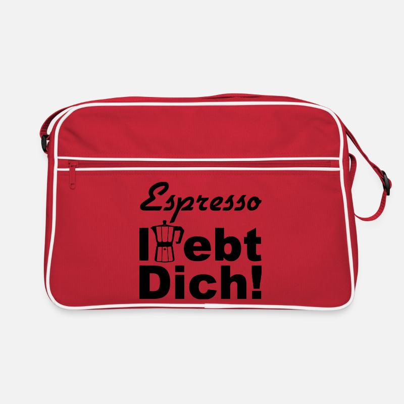 Espresso Kaffee Spruch lustig Geschenk - Retro Tasche - Rot/Weiß