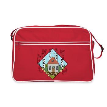 Birkenhaus.png - Retro Tasche - Rot/Weiß - Vorne