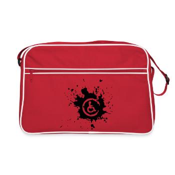 Bild Rollstuhl Behinderte Farbspritzer * - Retro Tasche - Rot/Weiß - Vorne
