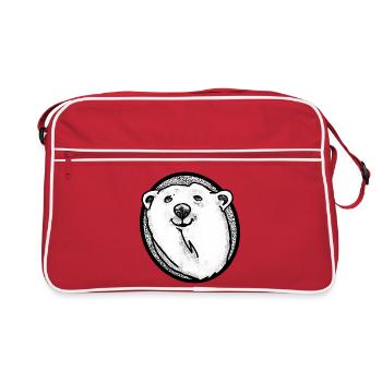 Schmunzelnder Eisbär - Retro Tasche - Rot/Weiß - Vorne