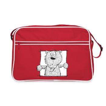 Droll Little Bear I Wild Animal Comic - Retro Bag - red/white - Front