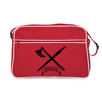 Valhalla avec hache et épée - Sac Retro - rouge/blanc - Devant