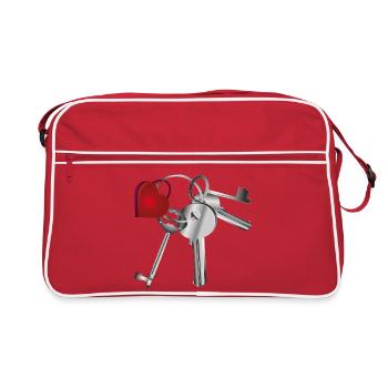 Porte-clés avec clé et porte-clés - Sac Retro - rouge/blanc - Devant