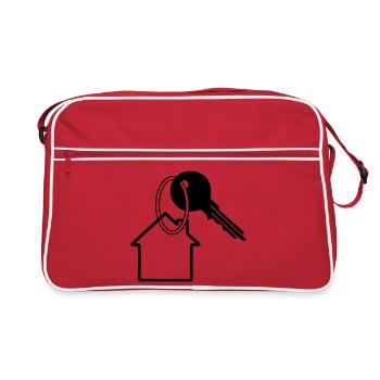 Clé avec clé de maison pour le logo acheté maison 2 - Sac Retro - rouge/blanc - Devant