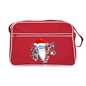 Octopus as Santa Claus with Santa Claus cap - Retro Bag - red/white - Front