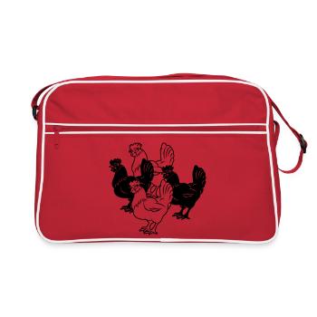 Chickens four pieces - Retro Bag - red/white - Front