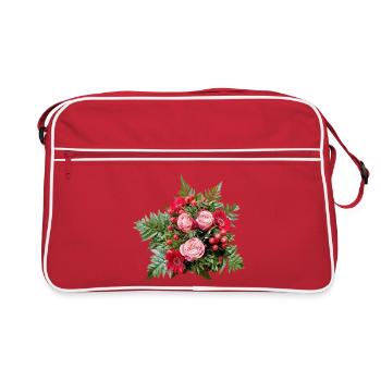 Delicate bouquet of roses in pink and red - Retro Bag - red/white - Front