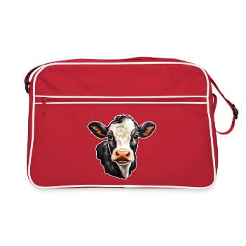 Cadeau de la ferme de veaux Holsteiner FarmerCow Head - Sac Retro - rouge/blanc - Devant