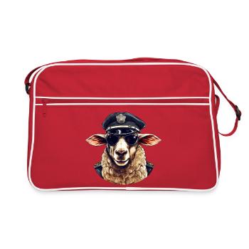 Schaf Polizistin - Retro Tasche - Rot/Weiß - Vorne