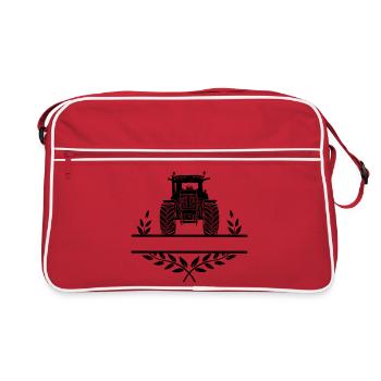 Tracteur et couronne de laurier avec espace pour le texte - Sac Retro - rouge/blanc - Devant