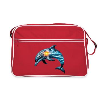 Decorated dolphin painted with a seascape - Retro Bag - red/white - Front