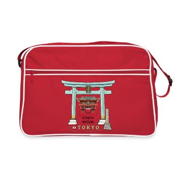 Tokyo, Japon, Kanda Myojin, Torii, Dessin - Sac Retro - rouge/blanc - Devant