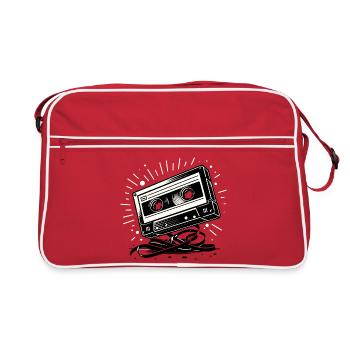 Musik Kassette im Retro-Stil 80er und 90er Stil - Retro Tasche - Rot/Weiß - Vorne