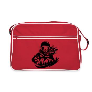 Female Snowboarder Drawing - Retro Bag - red/white - Front