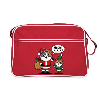 Festive Cat Duo in Santa and Elf Costumes - Retro Bag - red/white - Front