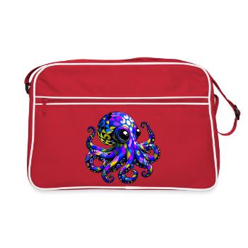 Krake - Retro Tasche - Rot/Weiß - Vorne