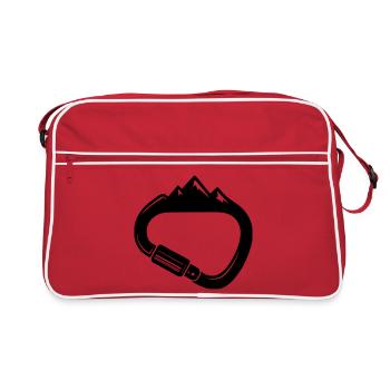 Karabiner und Berge – Einfach Klettern - Retro Tasche - Rot/Weiß - Vorne