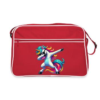 Dab Licorne Dabbing Licornes Fille Licorne - Sac Retro - rouge/blanc - Devant